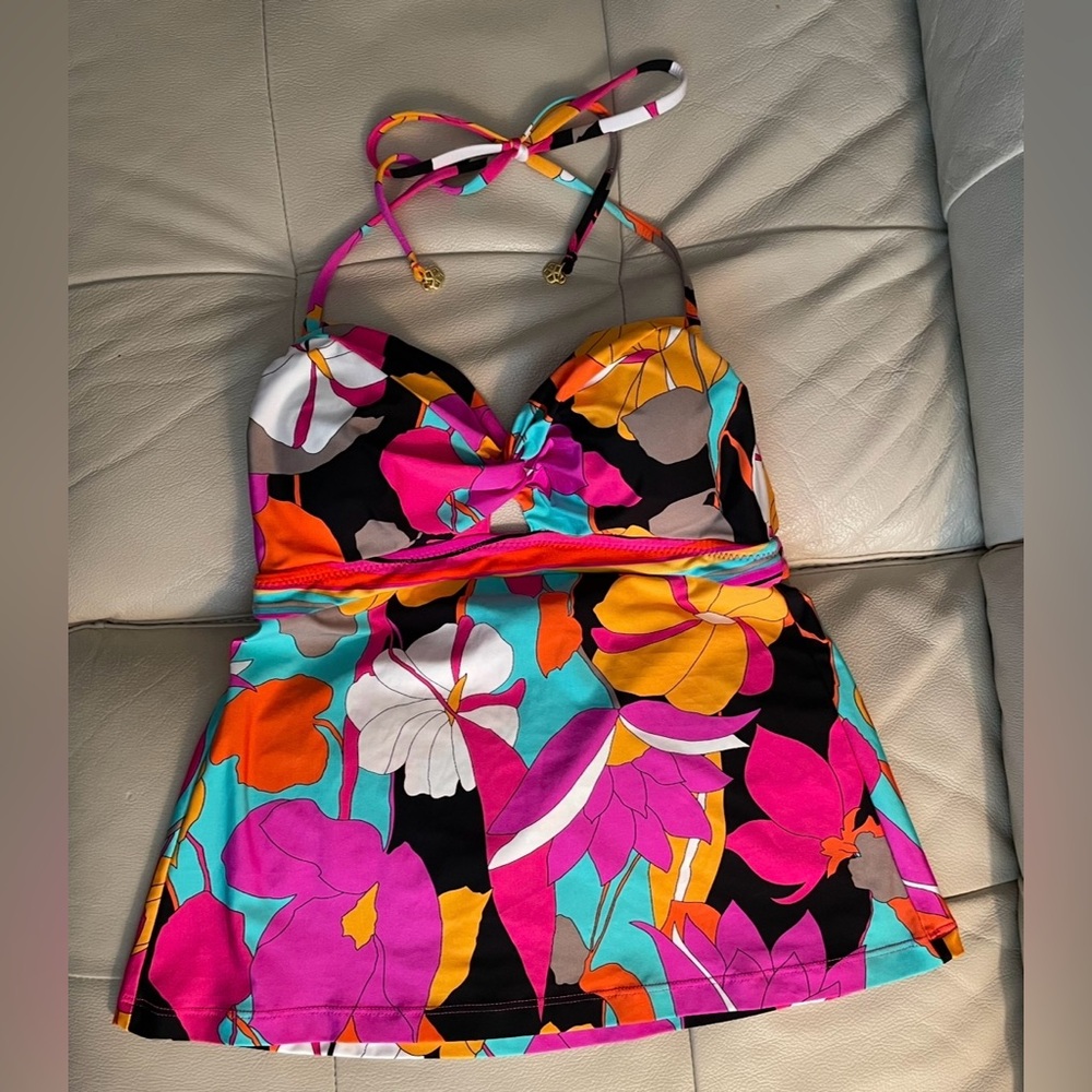 Trina Turk Floral Halter Tankini size 8